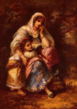 Narcisse-Virgile Diaz De La Pena : Gypsy Mother And Child
